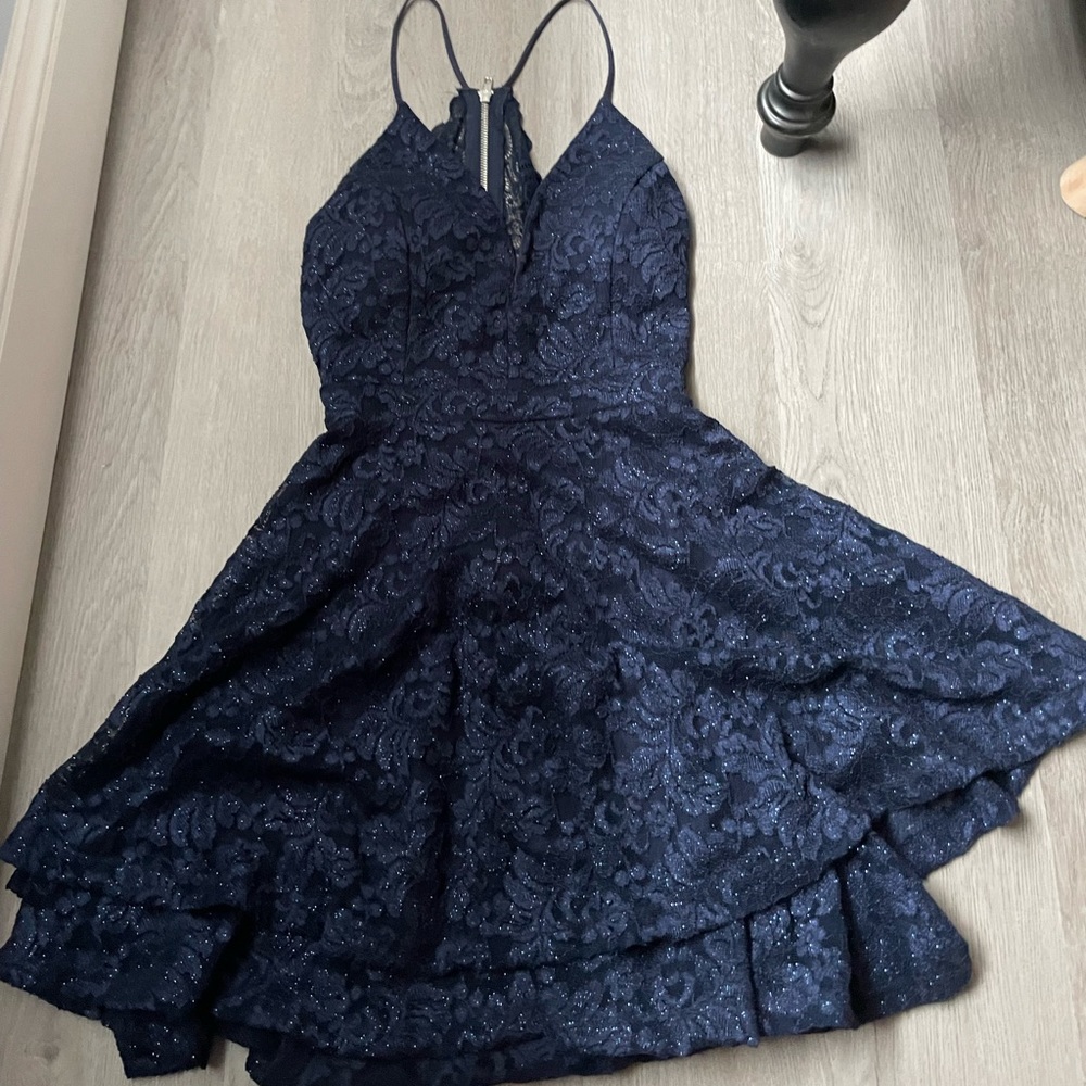 sparkly navy homecoming dress